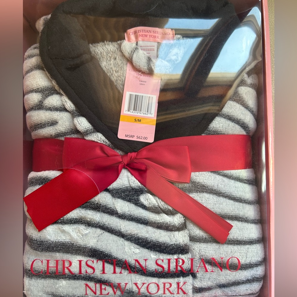 Christian Siriano plush zebra robe